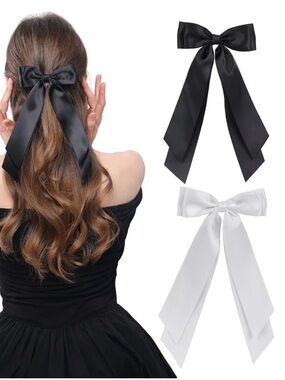 Bow Hair Clip for Women - Black and White